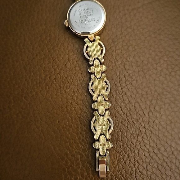 VTG CHRISTIAN BENET 1990s Mother of Pearl Baroque Yellow Cabochon Watch main image 7